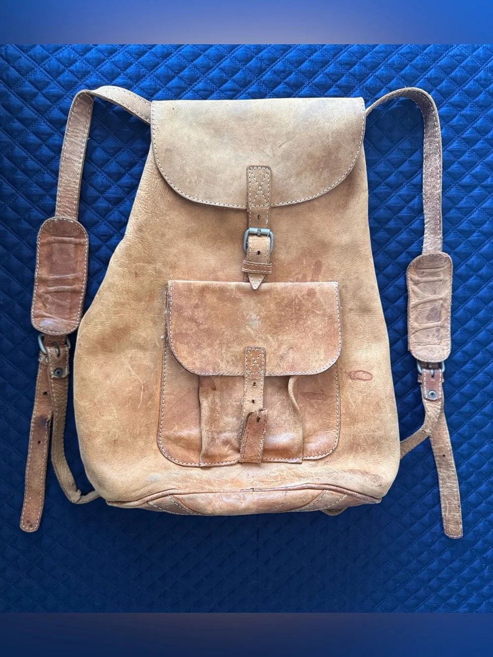 Leather Men’s Backpack in Tan with broken strap
